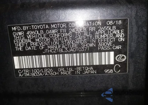 2018 Lexus Gs 350 F Sport from USA, damaged, VIN JTHCZ1BL3JA010371
